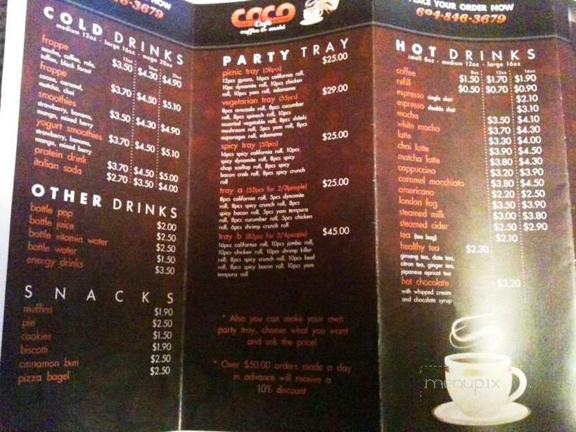 CoCo Cafe - Chilliwack, BC menu_pic