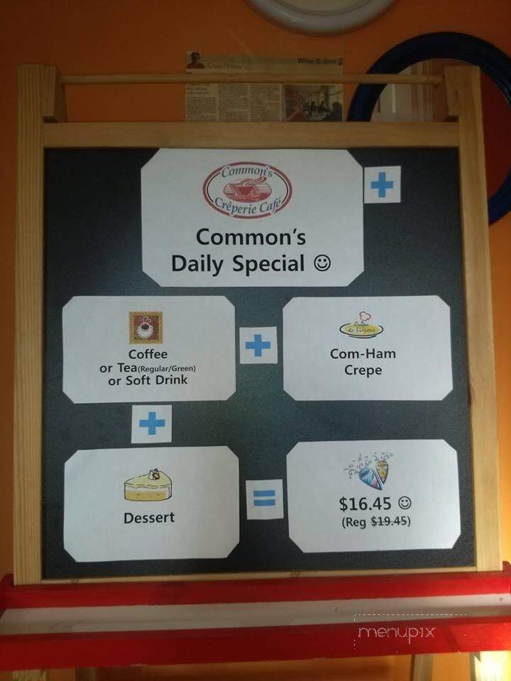 Common's Creperie Cafe - Rothesay, NB menu_pic