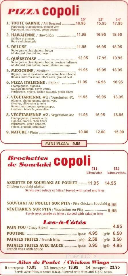 Copoli - Montreal, QC menu_pic