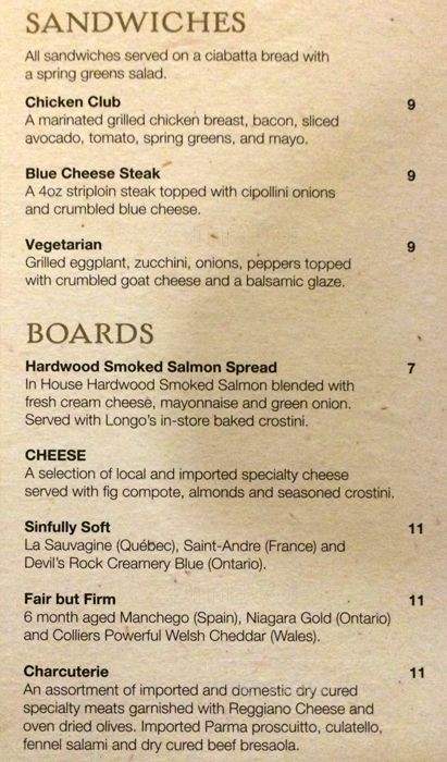 Corks - Toronto, ON menu_pic