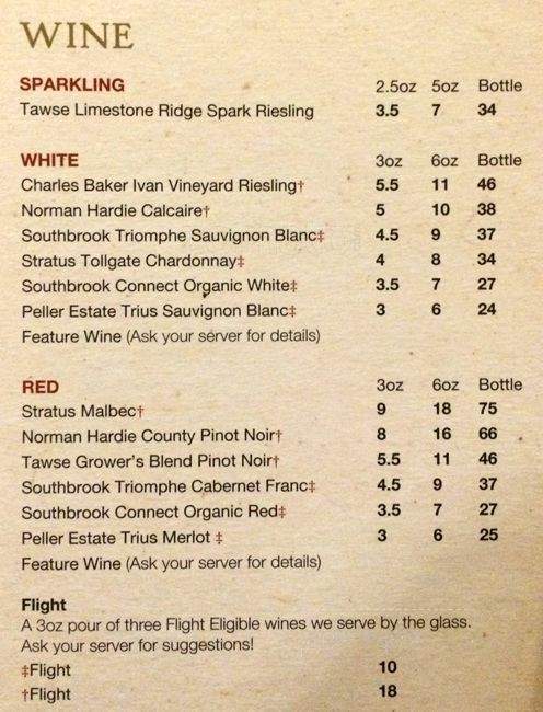 Corks - Toronto, ON menu_pic