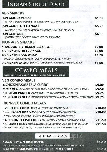 Crave India - Vancouver, BC menu_pic