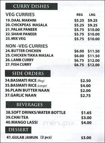 Crave India - Vancouver, BC menu_pic