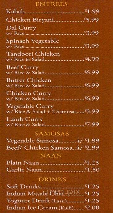 Curry Kitchen - Toronto, ON menu_pic