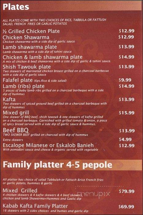 Damas Gate - Mississauga, ON menu_pic