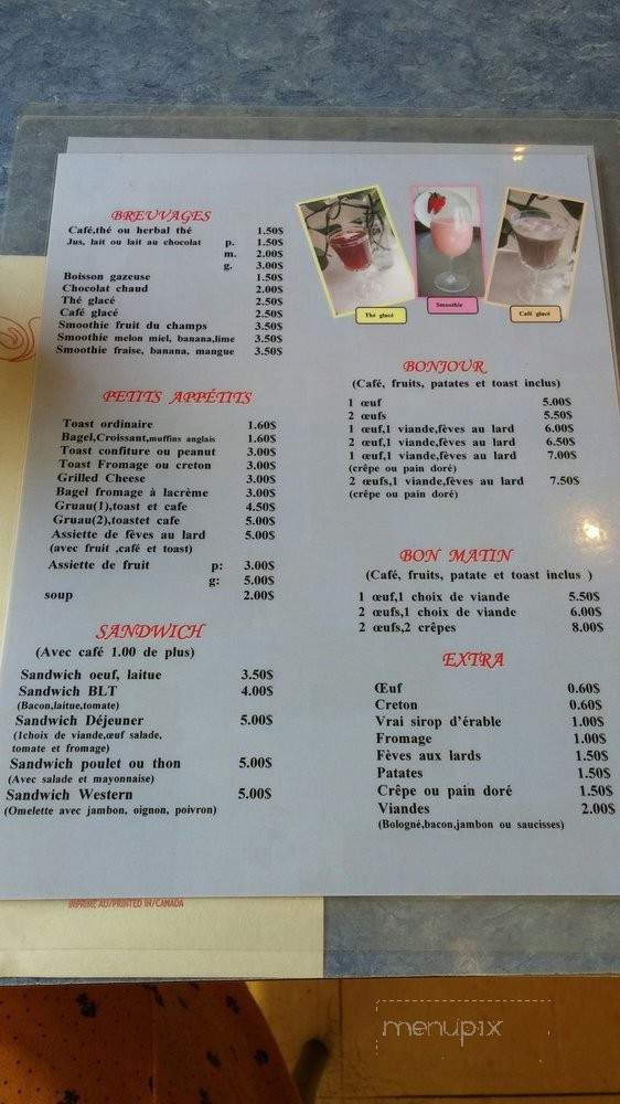 Dejeuner la Terrasse - Verdun, QC menu_pic