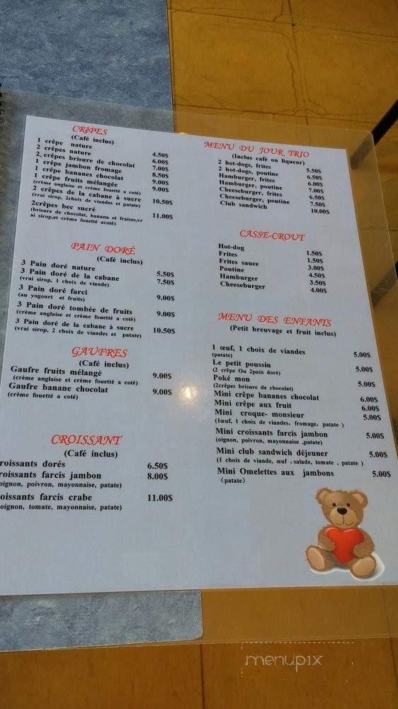 Dejeuner la Terrasse - Verdun, QC menu_pic