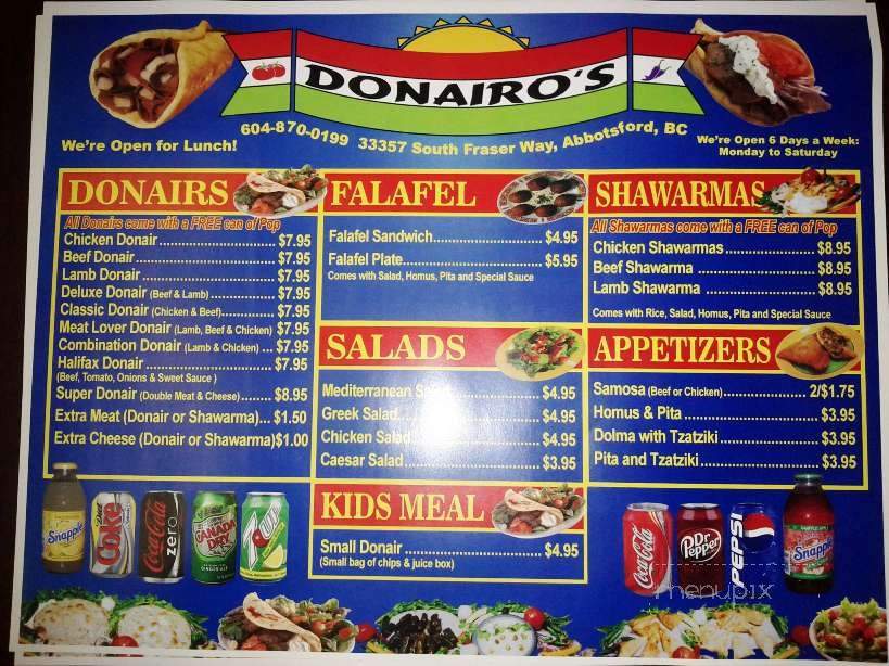 Donairo's - Abbotsford, BC menu_pic