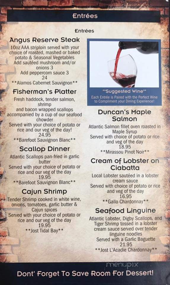 Duncan's Pub - Amherst, NS menu_pic