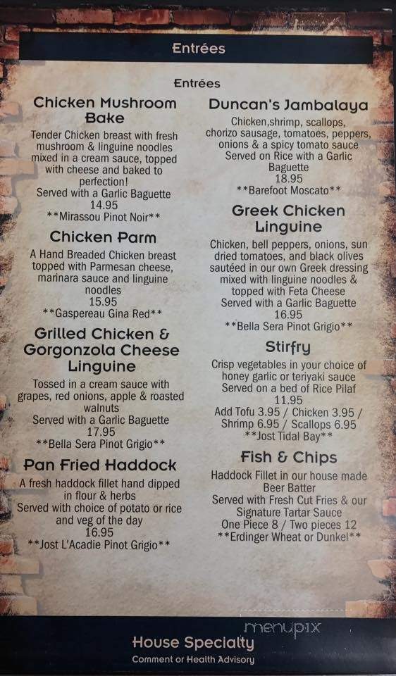 Duncan's Pub - Amherst, NS menu_pic