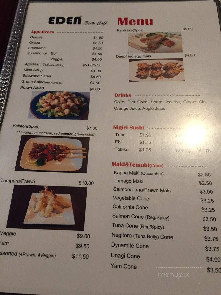 Eden Bento Cafe - Kamloops, BC menu_pic
