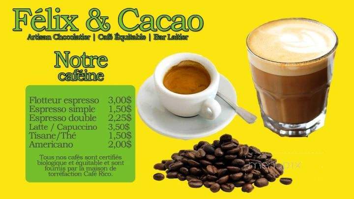 Felix & Cacao - Montreal, QC menu_pic