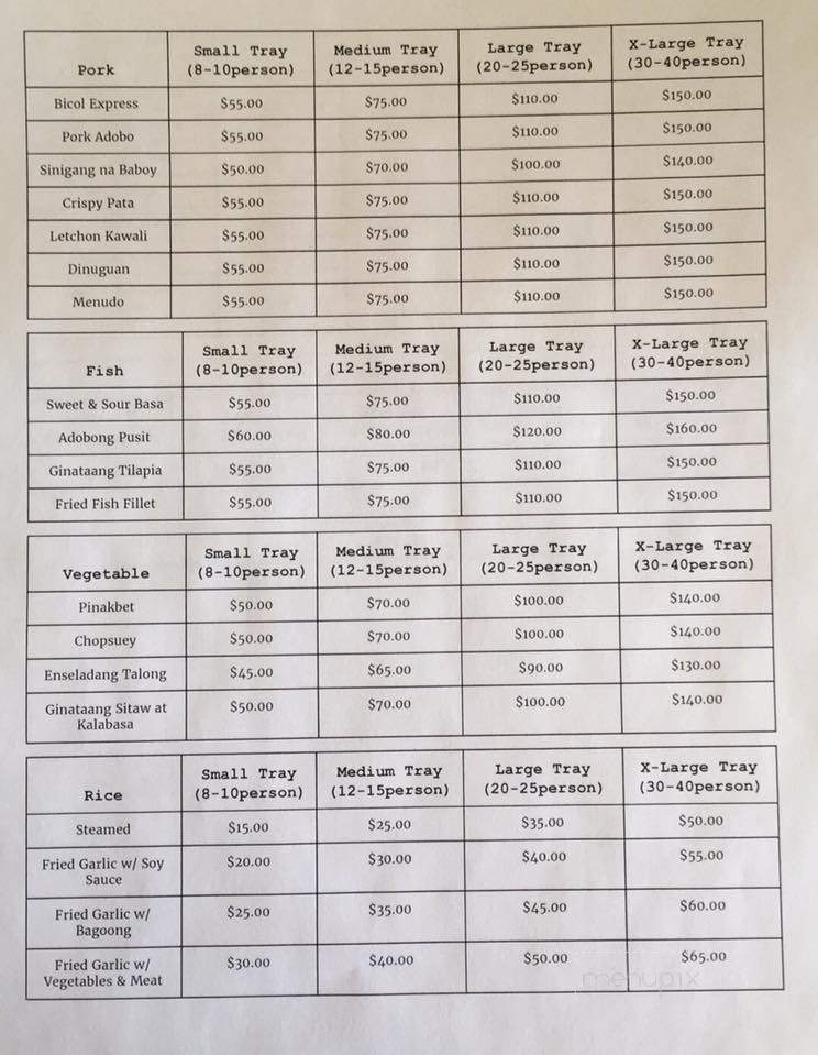 Filipino and Pho 97 Restaurant - Edmonton, AB menu_pic