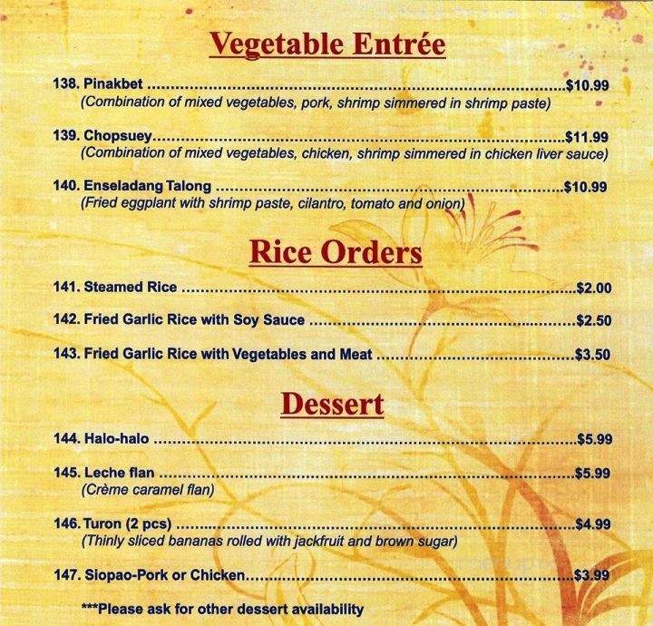 Filipino and Pho 97 Restaurant - Edmonton, AB menu_pic