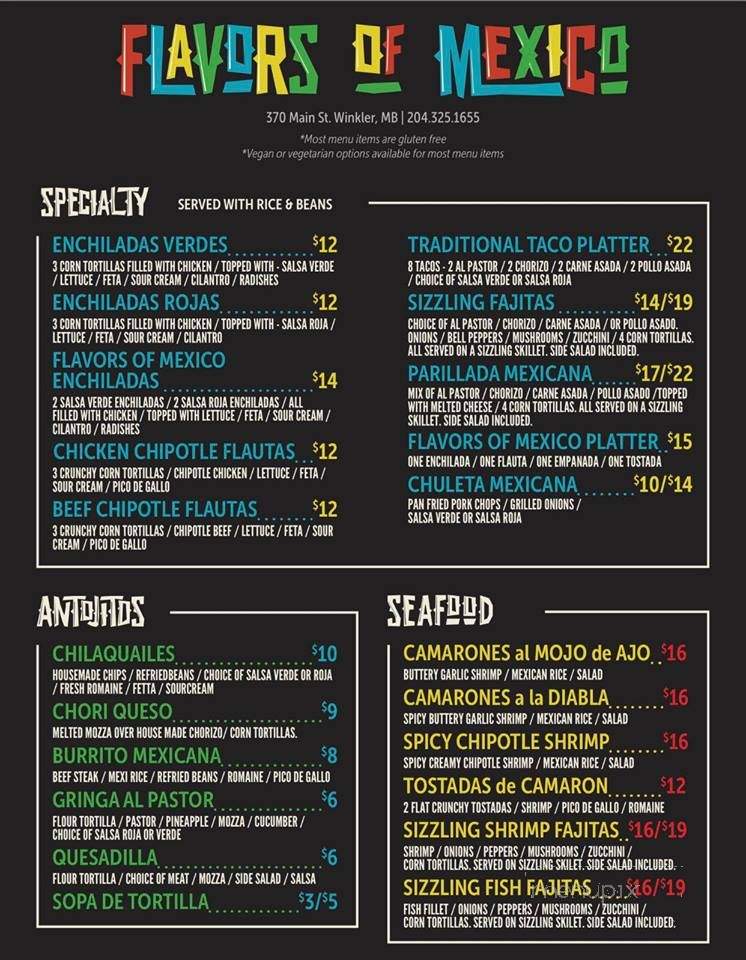 Flavors of Mexico - Winkler, MB menu_pic
