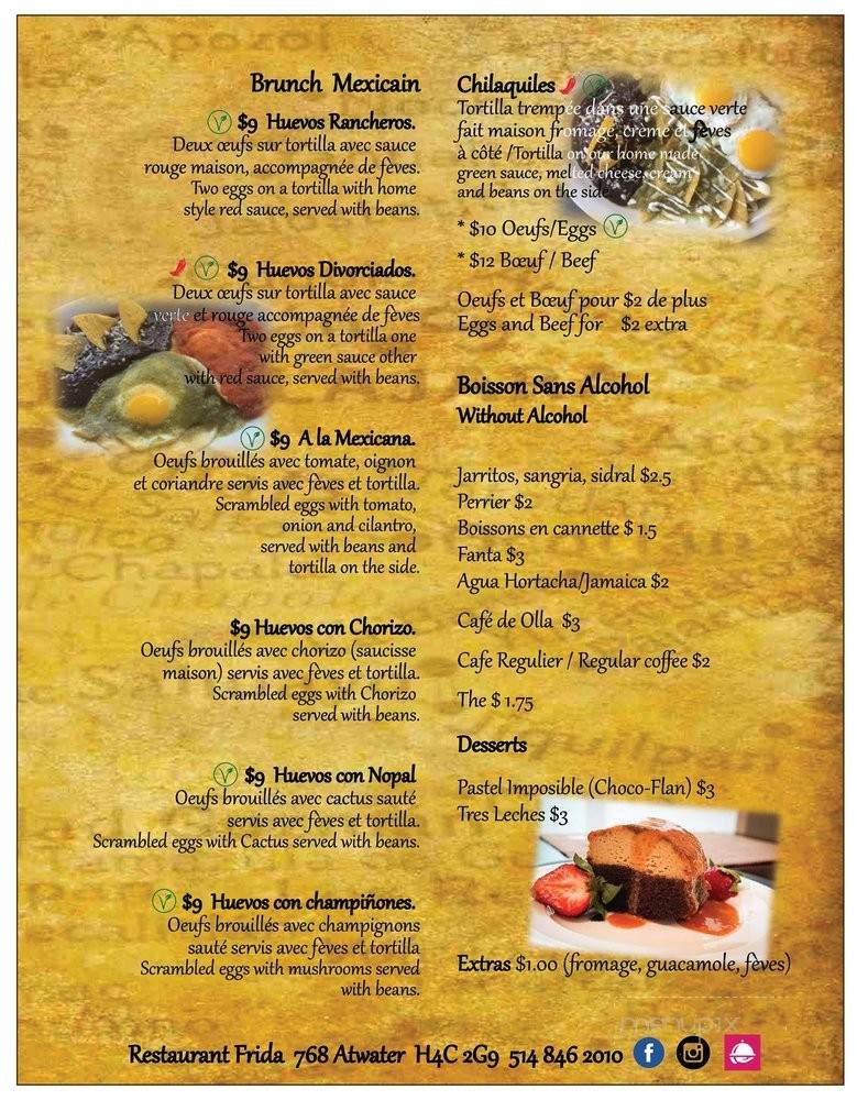 Frida - Montreal, QC menu_pic
