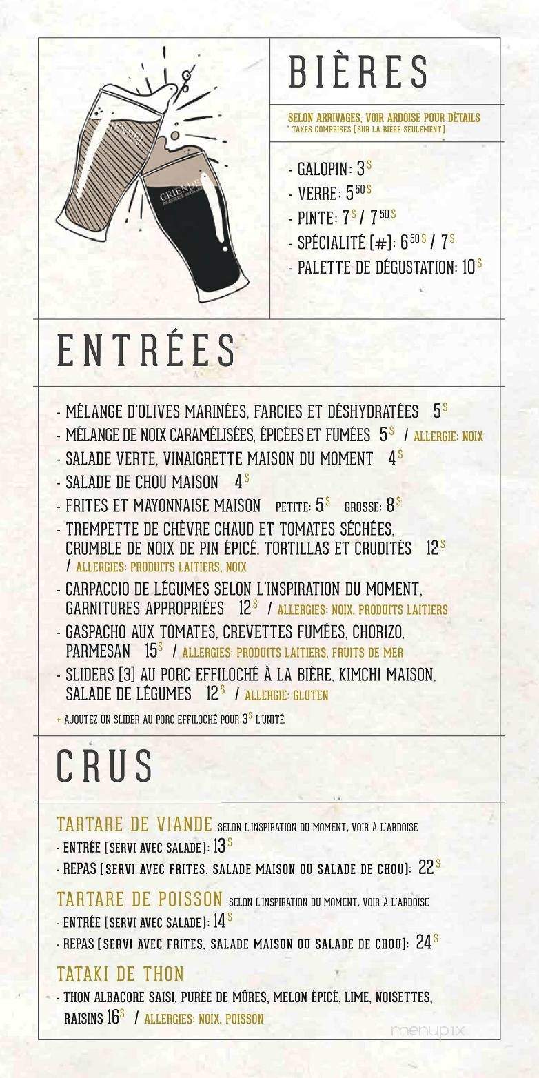 Griendel - Quebec City, QC menu_pic