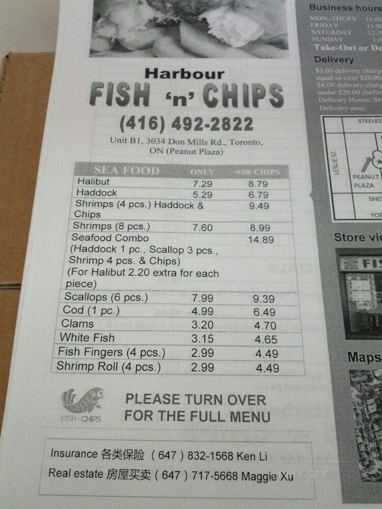 Harbour Fish and Chips - Toronto, ON menu_pic
