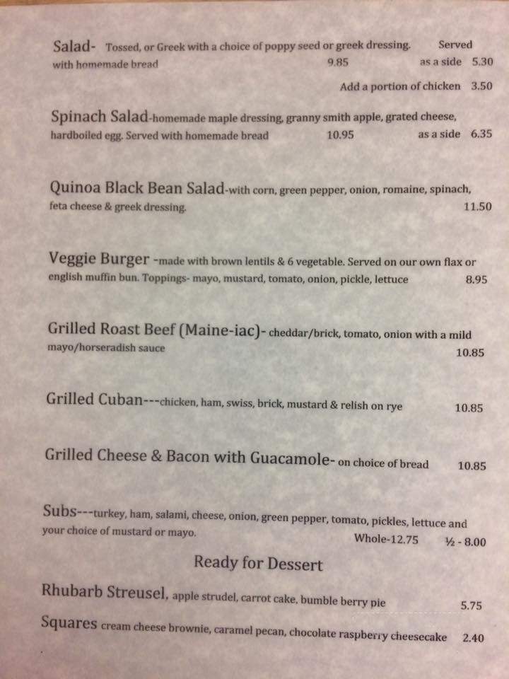 High Wheeler Cafe - Baddeck, NS menu_pic