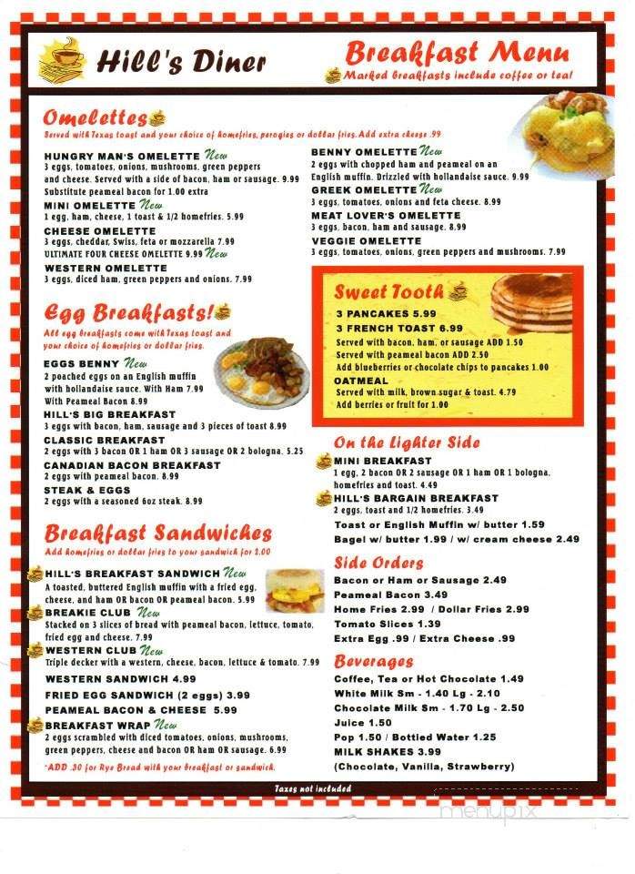 Hill's Diner - Havelock, ON menu_pic