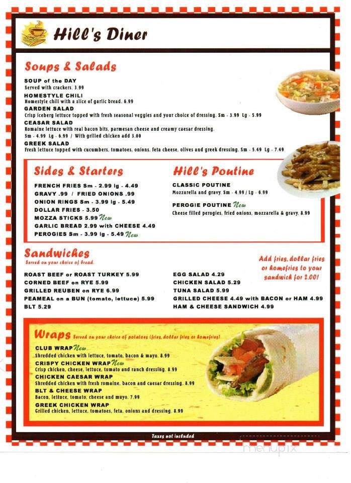 Hill's Diner - Havelock, ON menu_pic