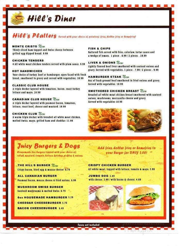 Hill's Diner - Havelock, ON menu_pic