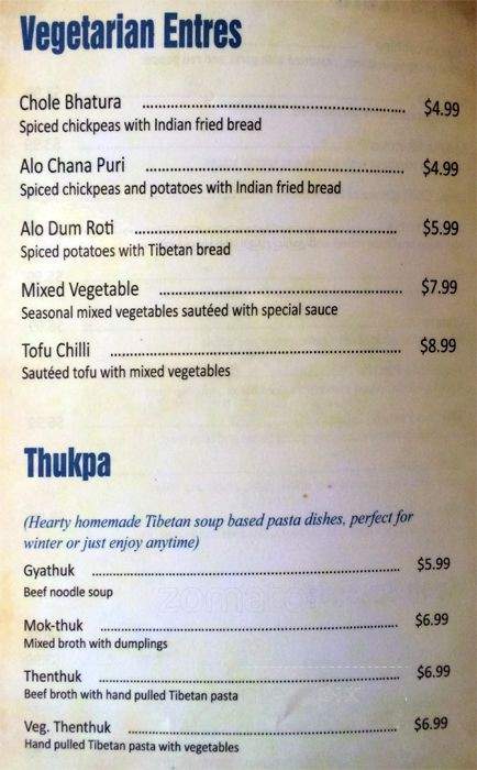 Himalayan Kitchen - Toronto, ON menu_pic