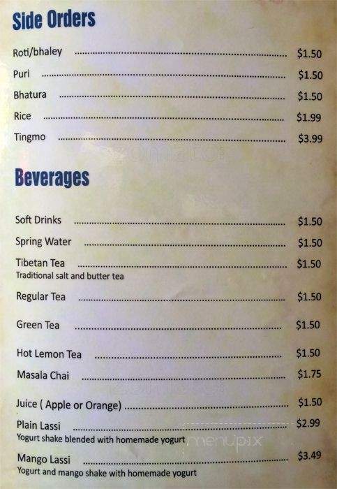 Himalayan Kitchen - Toronto, ON menu_pic