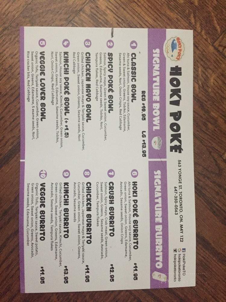 Hoki Poke - Toronto, ON menu_pic
