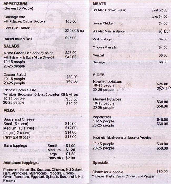 Il Piccolo Forno - Vaughan, ON menu_pic