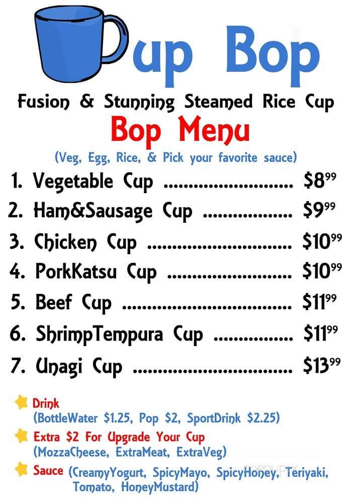 J & J Cup Bop - Harrison Hot Springs, BC menu_pic