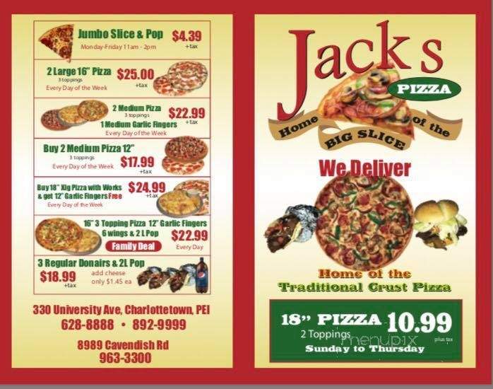 Jack's Pizza - Charlottetown, PE menu_pic