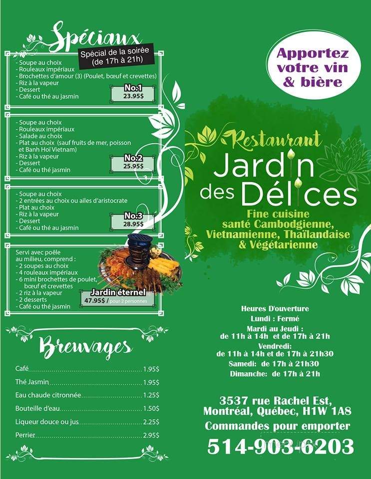 Jardin des Delices - Montreal, QC menu_pic