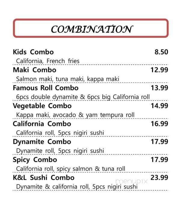 K & L Sushi - Hinton, AB menu_pic