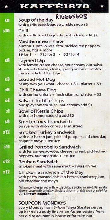Kaffe 1870 - Wakefield, QC menu_pic