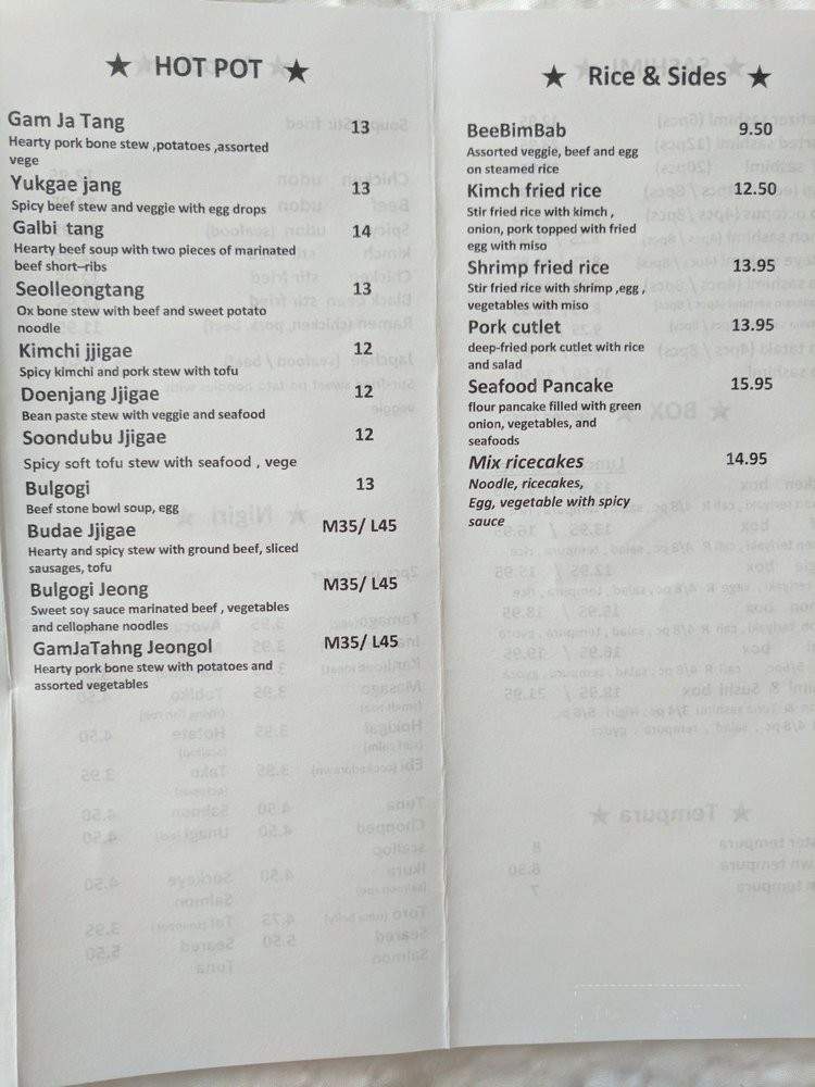 Kang Nam Korean Restaurant - Cranbrook, BC menu_pic