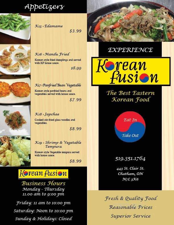 Korean Fusion - Chatham-Kent, ON menu_pic