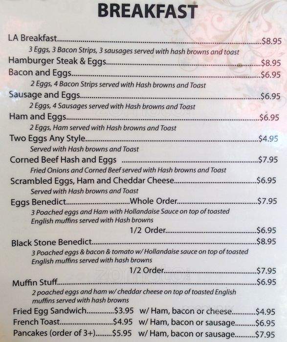 LA Cafe - Langley, BC menu_pic