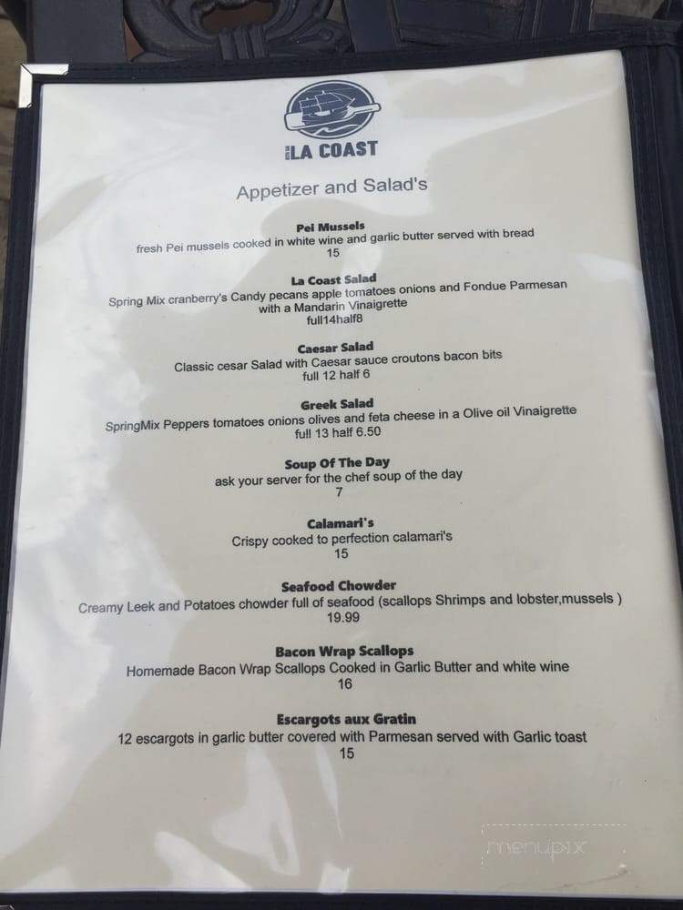La Coast Restaurant et Bar - Shediac, NB menu_pic