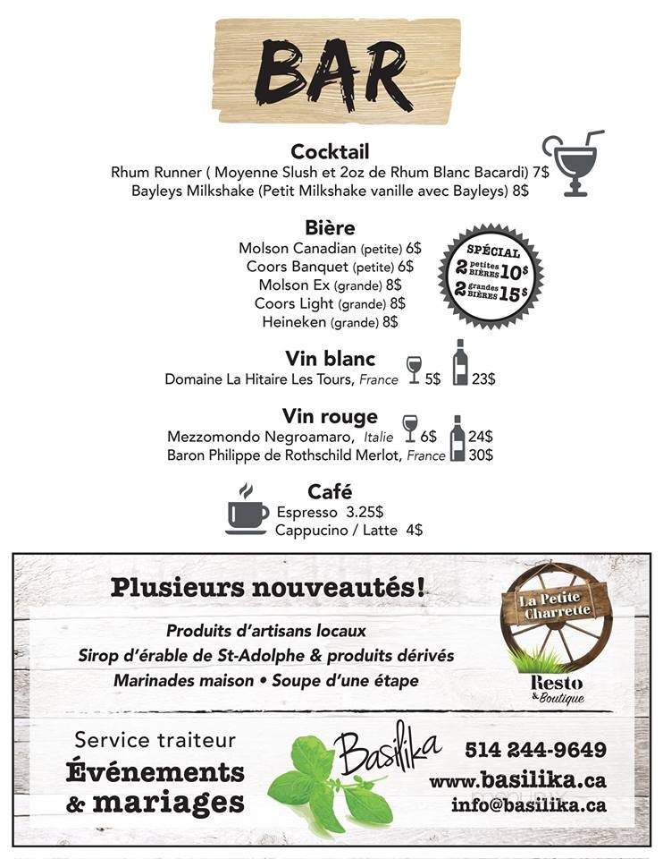 La Petite Charrette - Saint-Adolphe-d'Howard, QC menu_pic