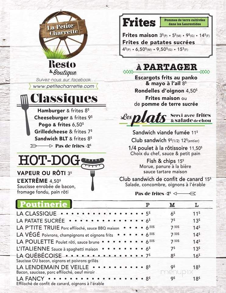 La Petite Charrette - Saint-Adolphe-d'Howard, QC menu_pic
