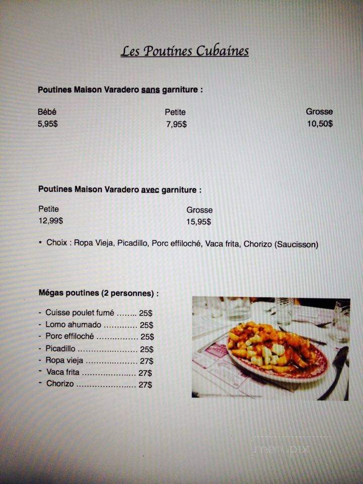 Le Varadero - Quebec City, QC menu_pic