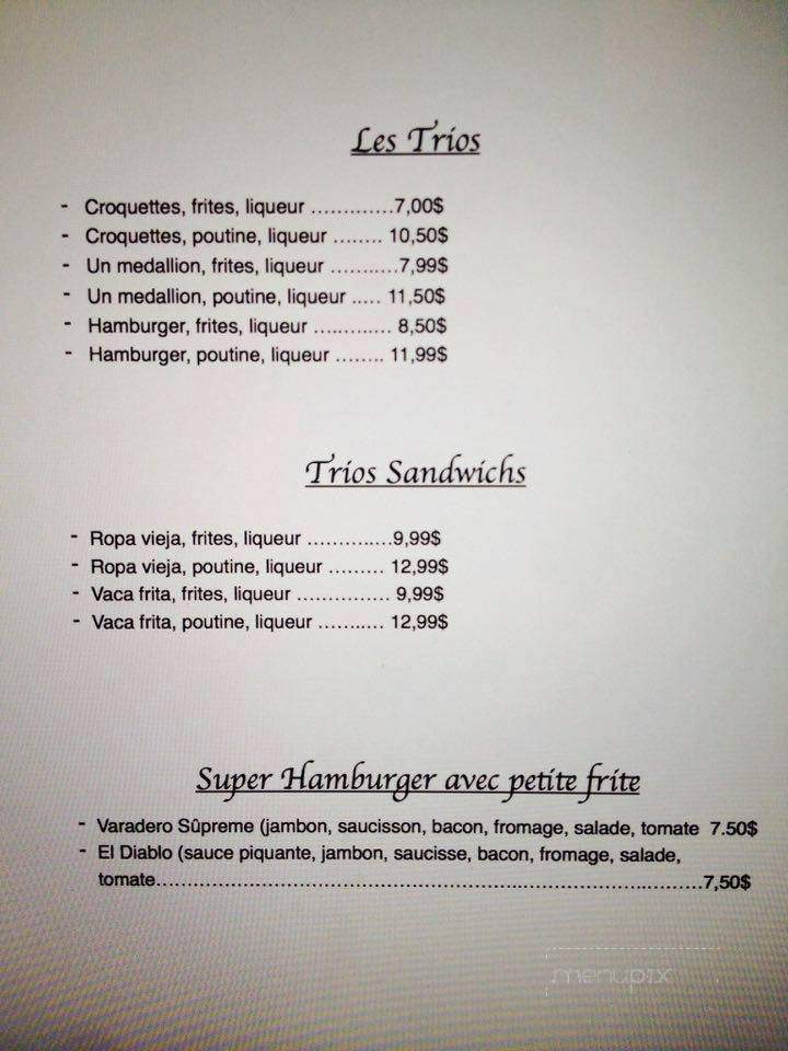 Le Varadero - Quebec City, QC menu_pic