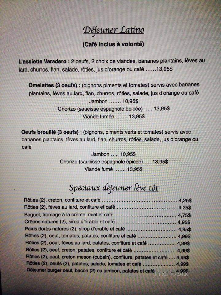 Le Varadero - Quebec City, QC menu_pic