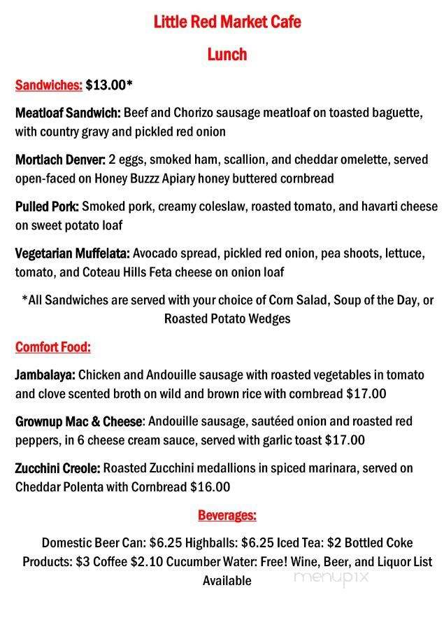 Little Red Market Cafe - Mortlach, SK menu_pic