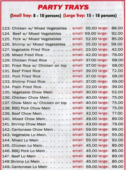 Lucky Lin's Restaurant - Toronto, ON menu_pic