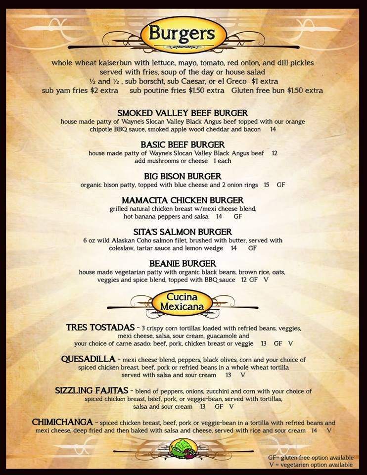 Mama Sita's Cafe - Winlaw, BC menu_pic