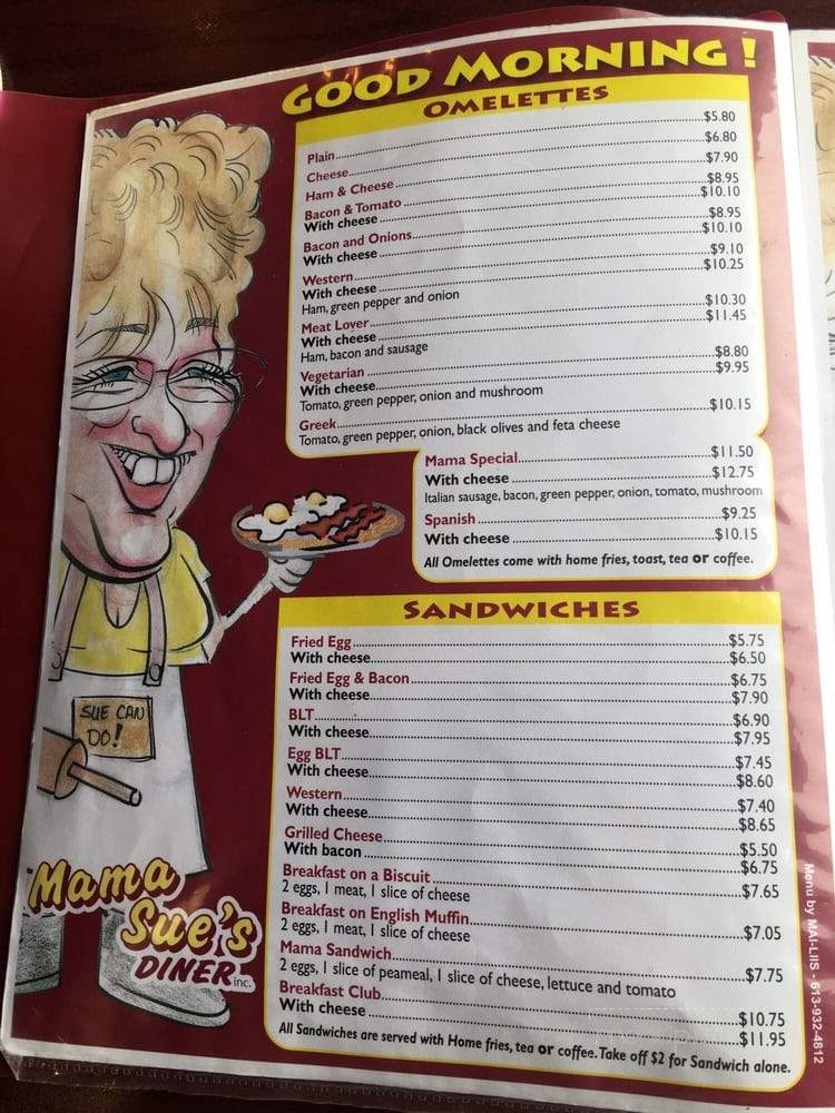 Mama Sue's Diner - Cornwall, ON menu_pic