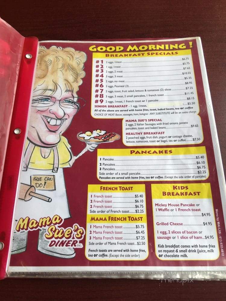 Mama Sue's Diner - Cornwall, ON menu_pic