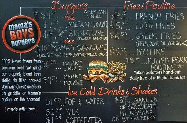 Mama's Boys Burgers - Toronto, ON menu_pic